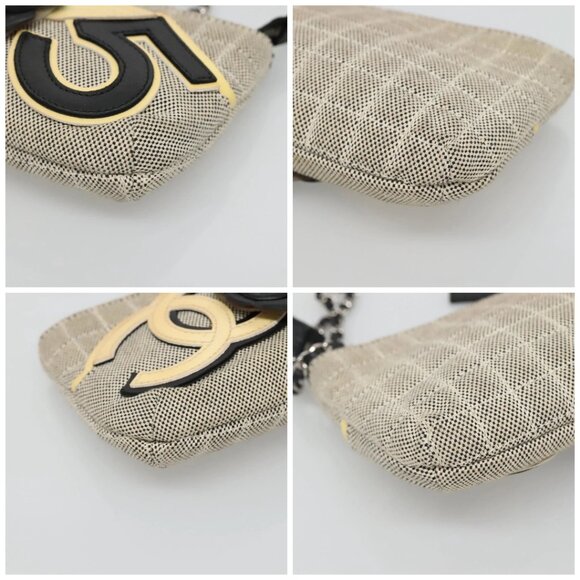 CHANEL Choco Bar Chain Camelia Shoulder Bag Canvas Gray Silver CC Auth 132885 - Picture 16 of 16